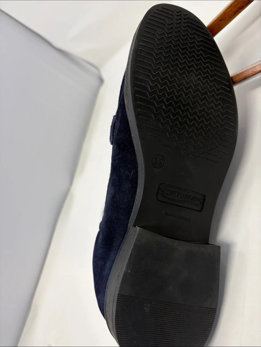 Softwaves Navy Suede Horsebit Loafers Size 8.5 Excellent Condition